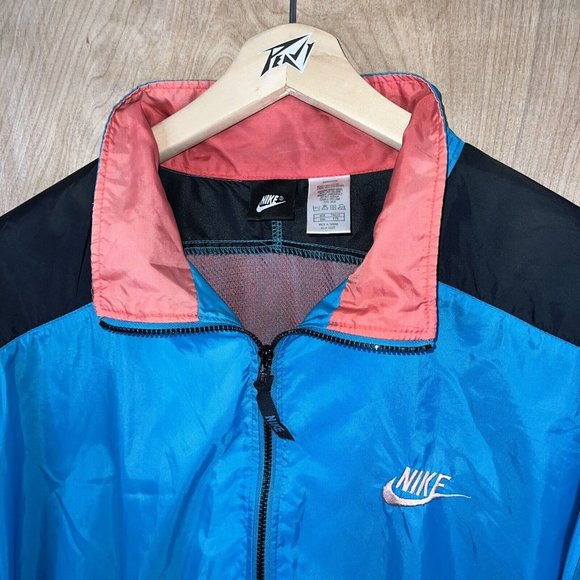 VTG Men’s Nike Black Tag Full Zip Lightweight Logo Windbreaker Jacket XXL Rare - Picture 1 of 12